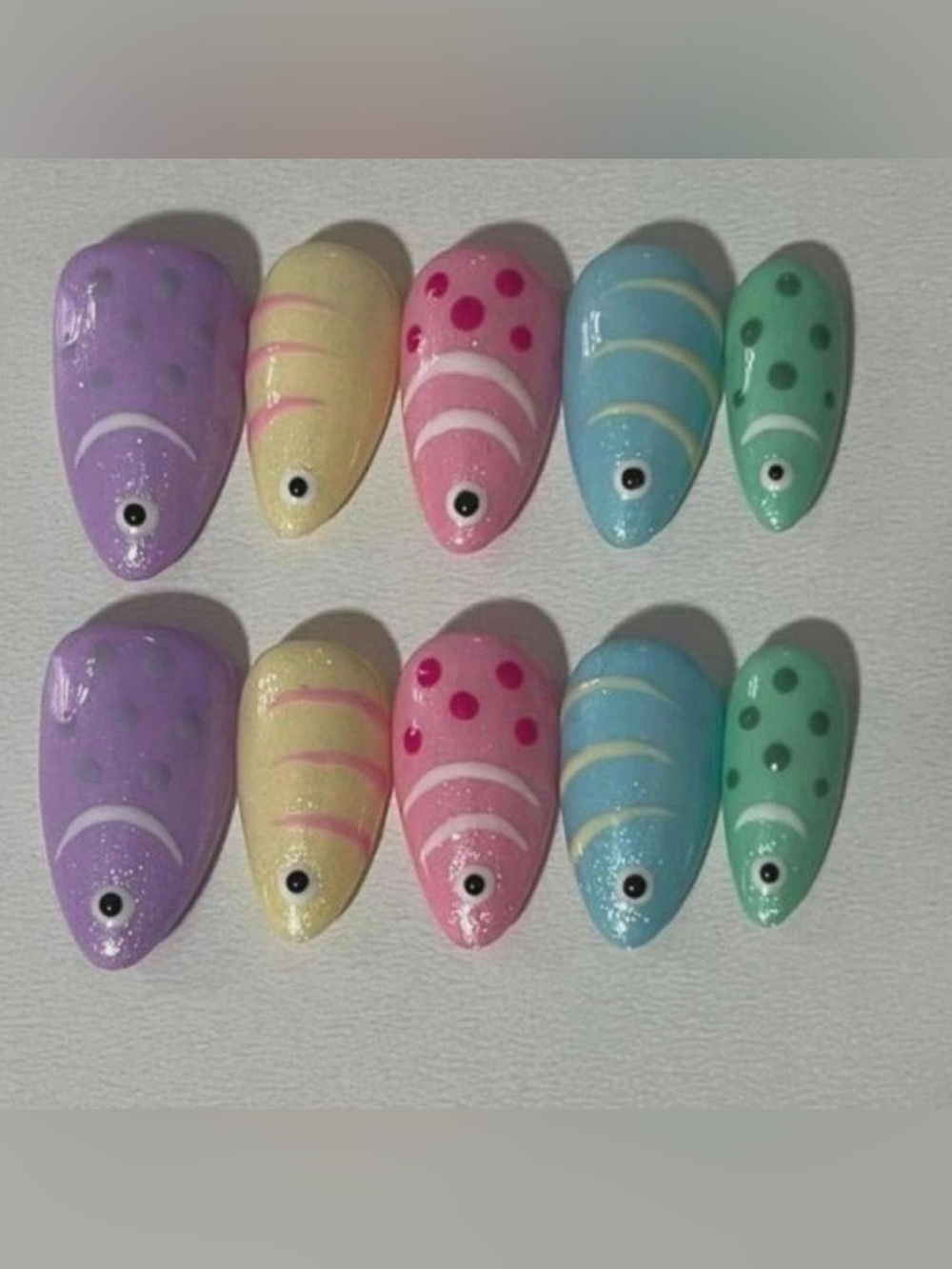 Adorable fish nails! Almond